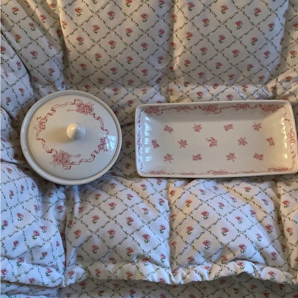 Two Piece Set Laura Ashley Vintage China Bows and Flowers - Picture 7 of 16